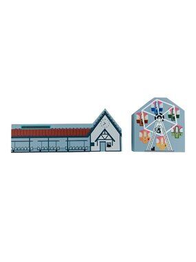 Vintage The Cat's Meow Kennywood Lot of 2 Railroad Station & Ferris Wheel 1996